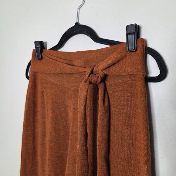 ANTHROPOLOGIE Linette Merino Wool Crop Wide Leg Brown Belted Pant - Picture 2 of 6
